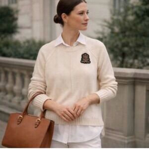 Ralph Lauren winter white sweater with Embroidered Patch